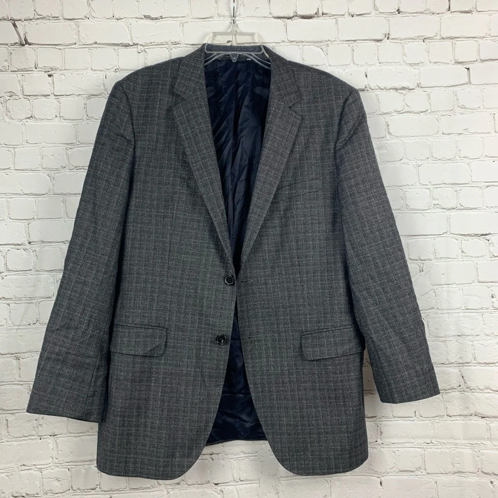 Hugo Boss Vintage Gray Plaid Wool Sport Coat